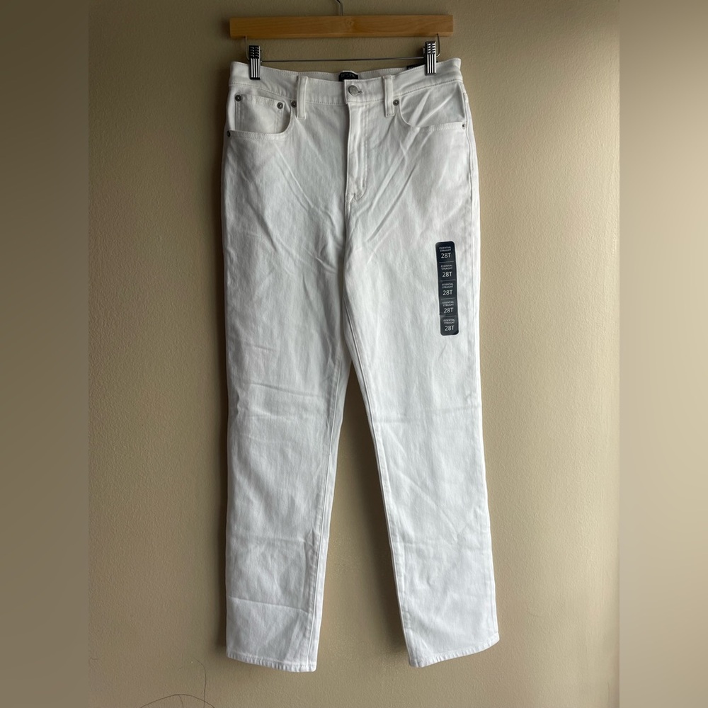 New J.Crew Essential straight white jean in all-day stretch Size 28T